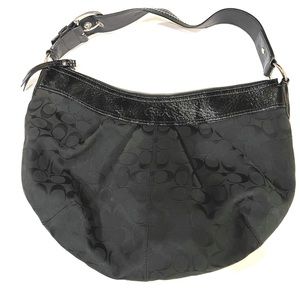 Coach Signature Black Pleated Soho Hobo